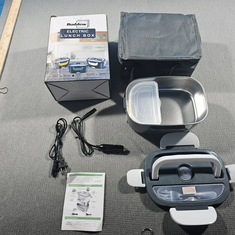 Buddew ABY-318 Electric Heated Lunch Box 1.5L w/ Insulated Bag, Fork/Spoon